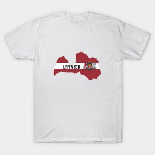 Latvia flag & map T-Shirt